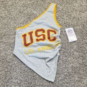 Gray USC Los Angeles Women's One-Shoulder Top